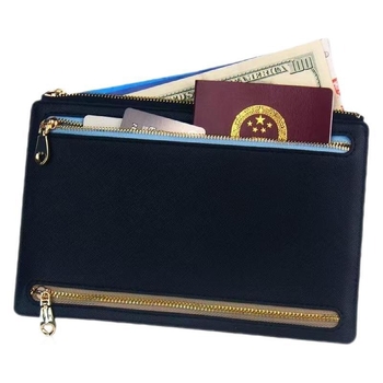 PU ādas pases un personas apliecības turētājs ar vairākiem rāvējslēdzēja nodalījumiem, lielas ietilpības, ultra viegls, ūdensizturīgs un pret zādzību, neilona iekšējā odere, biznesa elites stils ceļojumiem