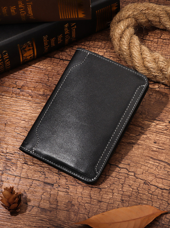 Ādas pases un dokumentu turētājs | augšējās slāņa liellopu āda, 1 locījums, poliestera odere, unisex, ielu stils