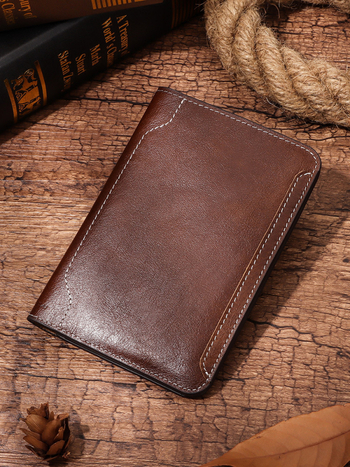 Ādas pases un dokumentu turētājs | augšējās slāņa liellopu āda, 1 locījums, poliestera odere, unisex, ielu stils