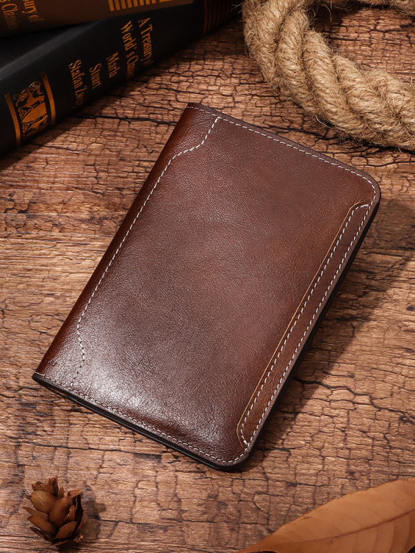 Ādas pases un dokumentu turētājs | augšējās slāņa liellopu āda, 1 locījums, poliestera odere, unisex, ielu stils