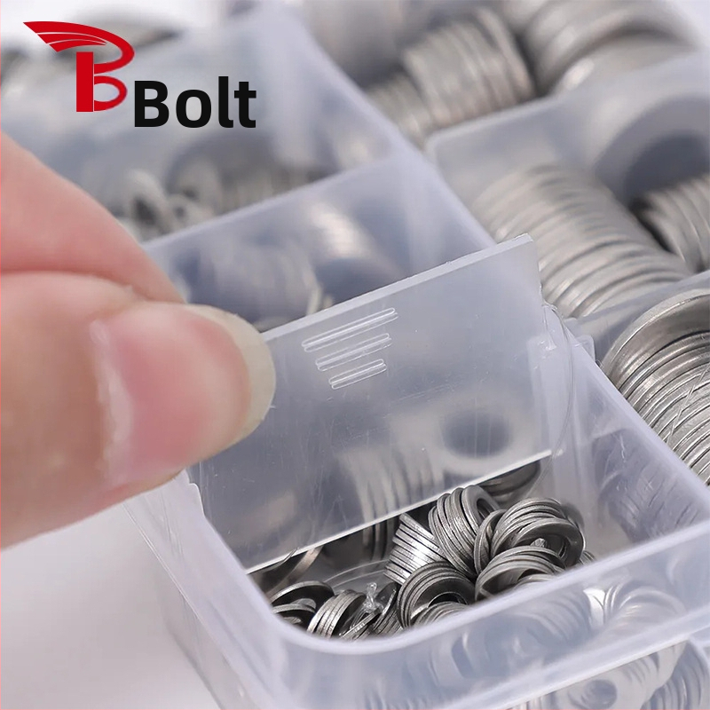 304 неръждаема стомана, плоски метални уплътнения, комплект в кутия, 270 броя/190 броя, GB97 стандарт, клас А