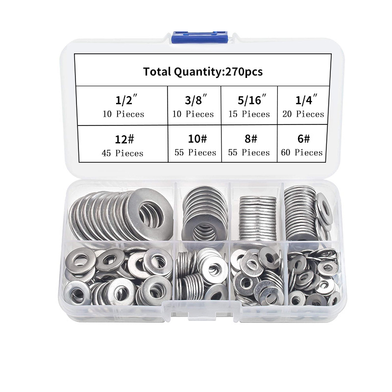 304 nehrđajući čelik, plosnate brtve, komplet u kutiji, 270 kom/190 kom, GB97 standard, Klasa A