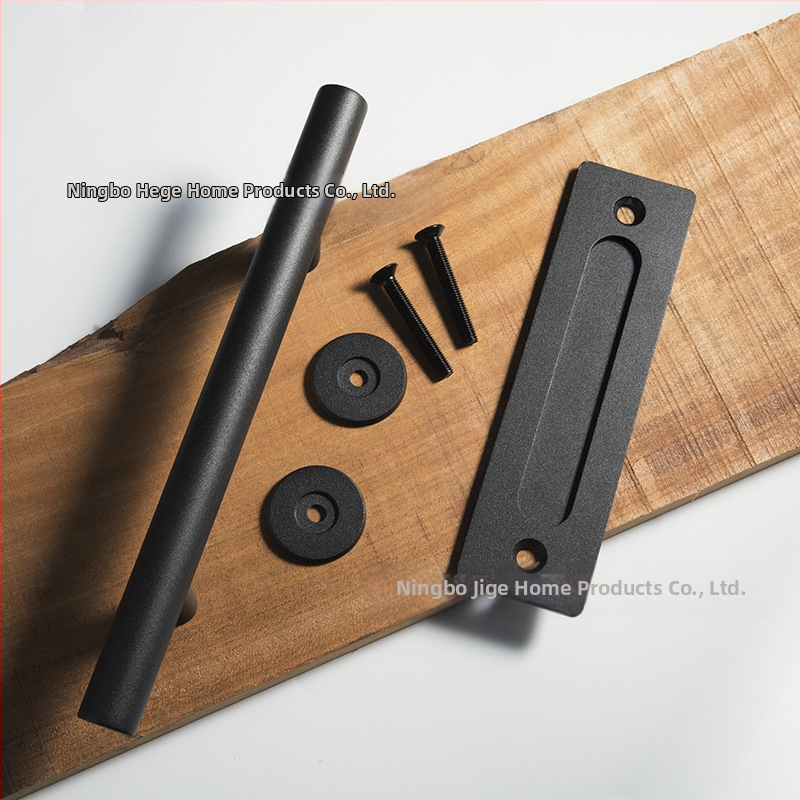 Дръжка за дървена плъзгаща хамбар врата; материал: карбонова стомана; модел: DH-C01; повърхностна обработка: спрей покритие; стил: нов китайски стил, модерен минимализъм, лек лукс