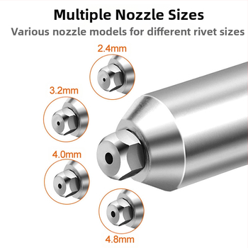 Strong Philosophy Ηλεκτρικό πιστόλι ριβέτ με μετατροπικό σύνδεσμο και ακροφύσια με ποικιλία διαστάσεων