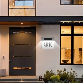 Ηλιακό LED εξωτερικό τοίχο φωτιστικό από ανοξείδωτο ατσάλι, τετράγωνος σχεδιασμός, μοντέλο BS21641, λειτουργία 6–12 ωρών