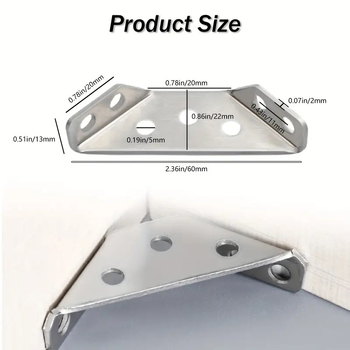 Τρίγωνικό γωνιακό στήριγμα από ανοξείδωτο ατσάλι για έπιπλα – μοντέρνο, μινιμαλιστικό στυλ, επίστρωση ηλεκτροπλατίωσης