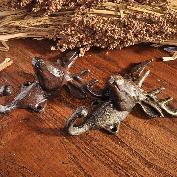 Yicheng Geležinis sieninis kabliukas su elnio galva — Skandinavijos stilius, vienas kabliukas