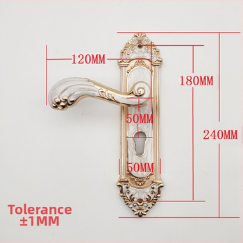 Vidaus durų spyna, Europos stiliaus medinių durų rankenų spyna, modelis T811, medžiaga mangano plienas panelė + aliuminio lydinio rankena, panelės skylčių atstumas 180 mm, prekinis ženklas Ming Baocheng