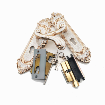 Vidaus durų spyna, Europos stiliaus medinių durų rankenų spyna, modelis T811, medžiaga mangano plienas panelė + aliuminio lydinio rankena, panelės skylčių atstumas 180 mm, prekinis ženklas Ming Baocheng