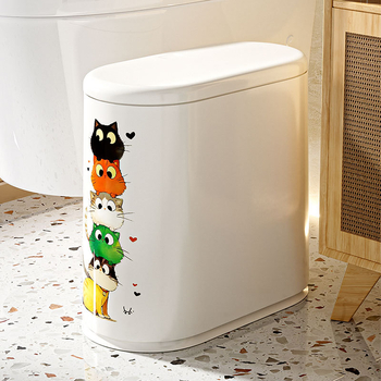 Koš za smeće 8 L, plastičan, s poklopcem na pritisak, duguljasti cilindrični oblik, za kućnu upotrebu