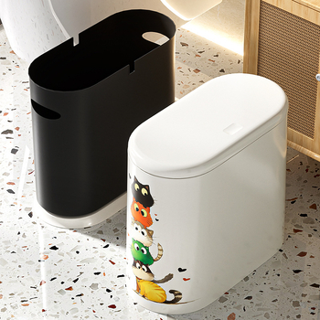 Koš za smeće 8 L, plastičan, s poklopcem na pritisak, duguljasti cilindrični oblik, za kućnu upotrebu