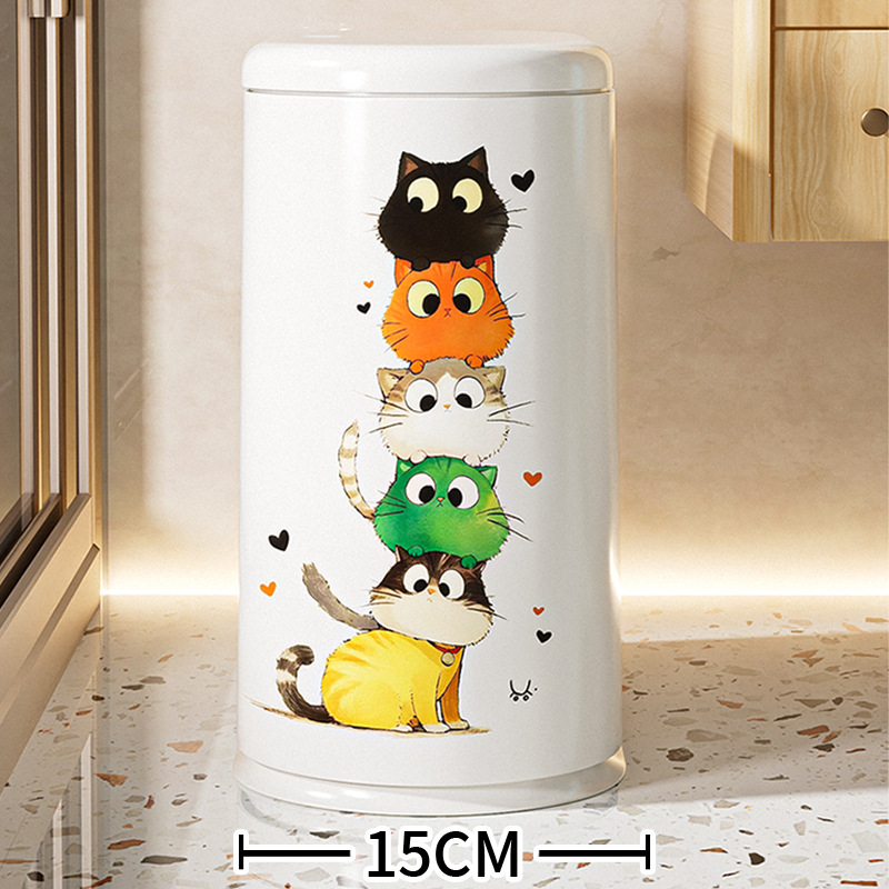 Koš za smeće 8 L, plastičan, s poklopcem na pritisak, duguljasti cilindrični oblik, za kućnu upotrebu