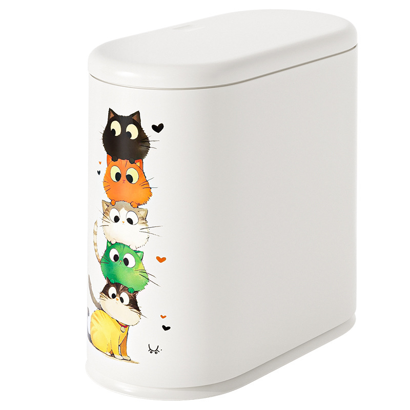 Koš za smeće 8 L, plastičan, s poklopcem na pritisak, duguljasti cilindrični oblik, za kućnu upotrebu