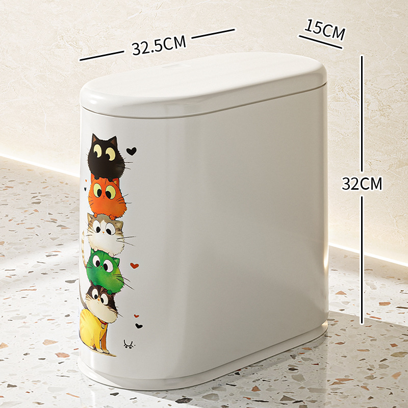 Koš za smeće 8 L, plastičan, s poklopcem na pritisak, duguljasti cilindrični oblik, za kućnu upotrebu