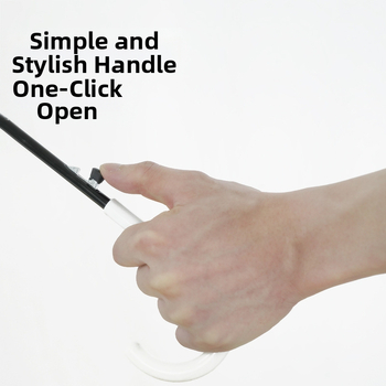 Skaidrus skėtis studentų bendrabčiui, šiuolaikiškas minimalistinis dizainas su ilga kotu, plastikinis gaubtas, 8 plieninės skėčių šakos, rankinis atidarymas, logotipo pritaikymas