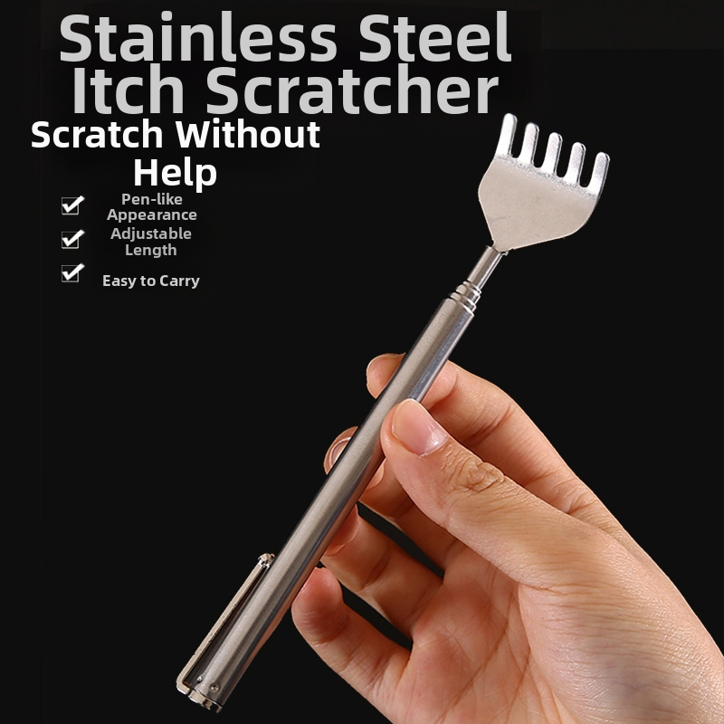 Телескопичен back scratcher от неръждаема стомана — регулируема дължина, метална конструкция, функция чесане