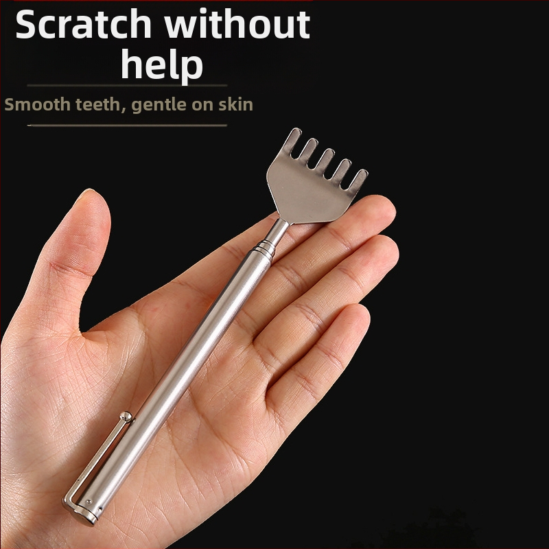 Teleskopinis nugaros įrankis iš nerūdijančio plieno — reguliuojamas ilgis, metalinė konstrukcija, šukavimo funkcija