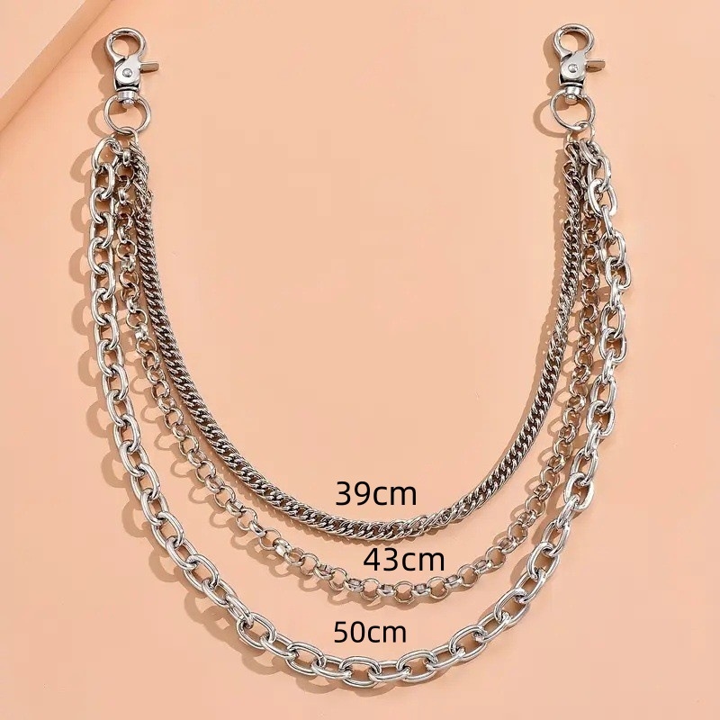 Lanac za struk od metala, višeslojni, debeli dizajn, prilagodljiv, duljina ispod 60 cm