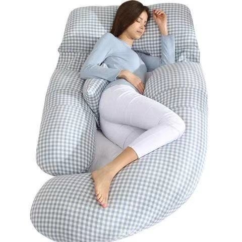 Nėštiesiems U formos pagalvė šoniniam miegui – grynos medvilnės užvalkalas su trumpu pliušu, nuimamas ir skalbiamas užvalkalas, užpildas PP medvilnė, Jay Baby, modernus minimalistinis stilius