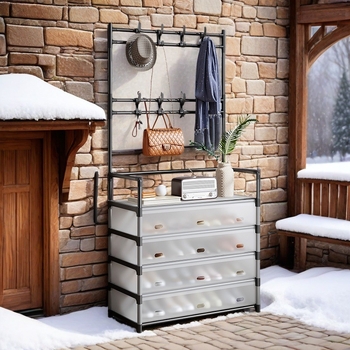 Επιδαπέδια ραφιέρα για παπούτσια και καπέλα, μεταλλική κατασκευή, Μοντέλο FCXMJ, Προστασία από σκόνη, Μοντέρνος μινιμαλιστικός σχεδιασμός, Μεγάλη χωρητικότητα