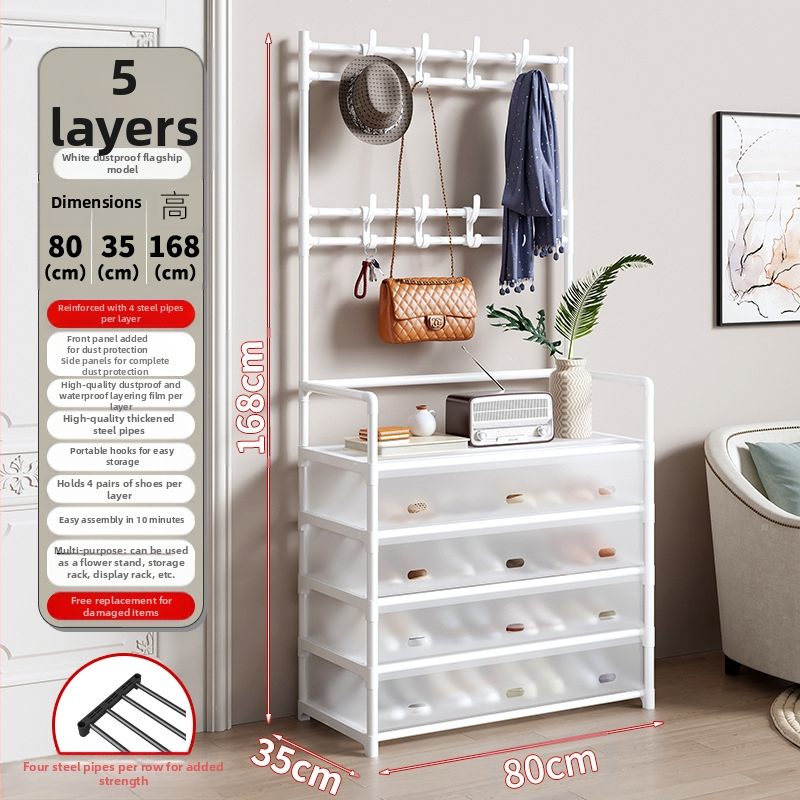 Επιδαπέδια ραφιέρα για παπούτσια και καπέλα, μεταλλική κατασκευή, Μοντέλο FCXMJ, Προστασία από σκόνη, Μοντέρνος μινιμαλιστικός σχεδιασμός, Μεγάλη χωρητικότητα