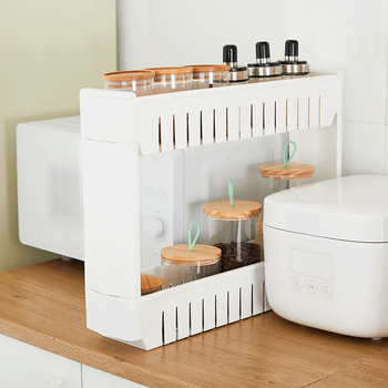 Τέσσερα επίπεδα PP ράφι αποθήκευσης σε γωνία κουζίνας/μπάνιου – αναδιπλούμενο, φορητό, χωρίς εγκατάσταση, χωρίς τρύπες