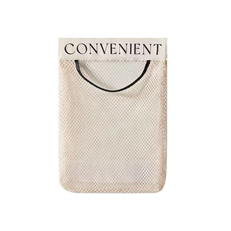 Kabantis saugyklos maišelis - elastinio tinklo medžiaga, multifunkcinis sieninis organizatorius kosmetikai, smulkmenoms ir saldumynams