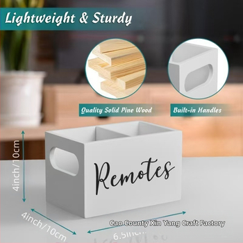 Ξύλινο κουτί αποθήκευσης με διαμερίσματα για τηλεχειριστήρια και μικροαντικείμενα – ανοιχτό πάνω μέρος, σαλόνι/υπνοδωμάτιο, 1 L