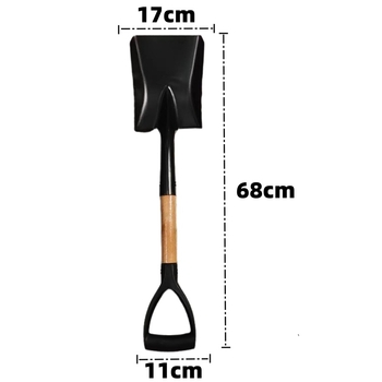 Didelis paplūdimių kastuvas smėliui ir sniegui, metalas ir medis, 68 cm ilgio