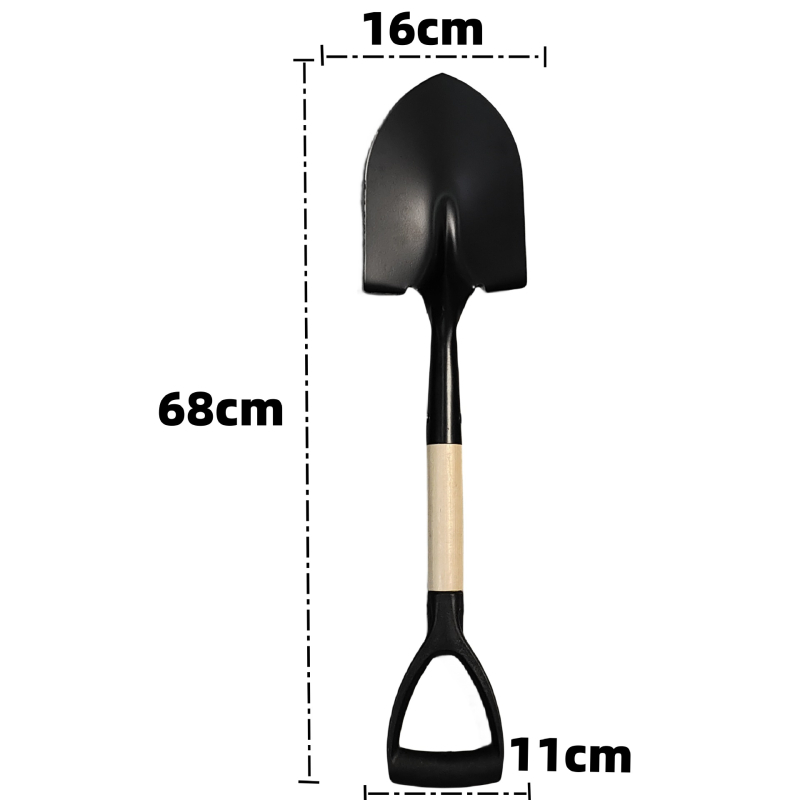 Didelis paplūdimių kastuvas smėliui ir sniegui, metalas ir medis, 68 cm ilgio