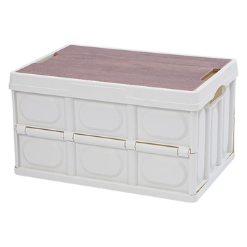 Sulankstoma lauko laikymo dėžė automobilių stovyklavimui - ABS + medinė plokštė, pledės raštas, dulkių nepralaidi