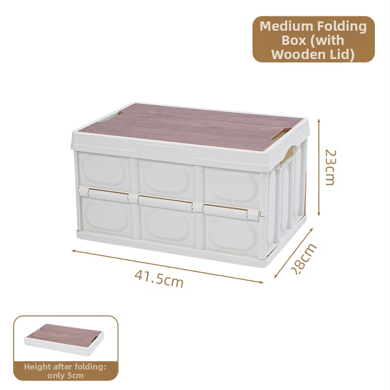 Sulankstoma lauko laikymo dėžė automobilių stovyklavimui - ABS + medinė plokštė, pledės raštas, dulkių nepralaidi