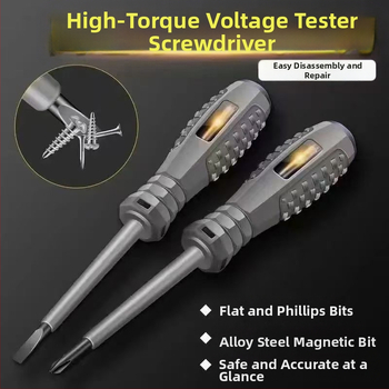 Στυλό δοκιμής ηλεκτρικών ζωντανών αγωγών με επικάλυψη καουτσούκ, LED ένδειξη, υψηλή ροπή ανίχνευσης, μαγνητικό bit με ευθεία κεφαλή