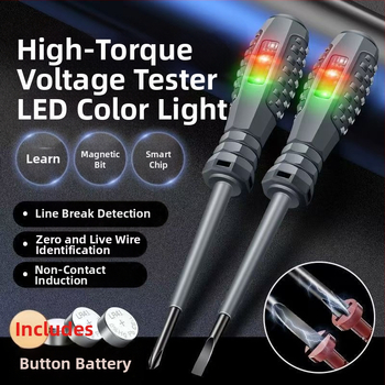 Στυλό δοκιμής ηλεκτρικών ζωντανών αγωγών με επικάλυψη καουτσούκ, LED ένδειξη, υψηλή ροπή ανίχνευσης, μαγνητικό bit με ευθεία κεφαλή