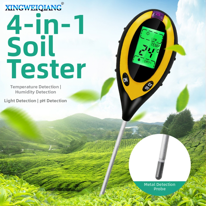 4-в-1 електронен тестер за почва с измерване на pH, светломер и детектор за температура и влажност, пластмасов корпус — Xing Weiqiang