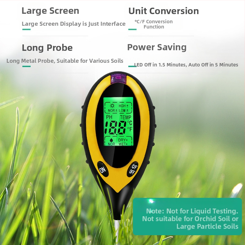 4-в-1 електронен тестер за почва с измерване на pH, светломер и детектор за температура и влажност, пластмасов корпус — Xing Weiqiang