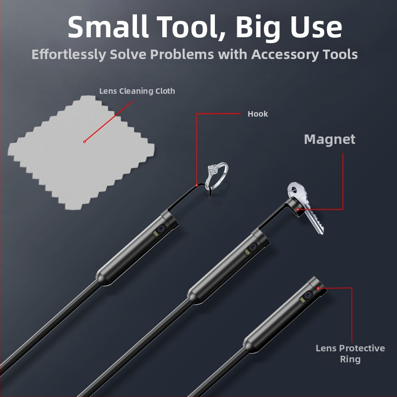Индустриален ендоскоп с двойни лещи, три в едно; NK-5001Pro; IP68 водоустойчив; диаметър на сондата 5.5/8.0 мм; работна дължина 1000/2000/3000/5000 мм; 2.0 мегапиксела