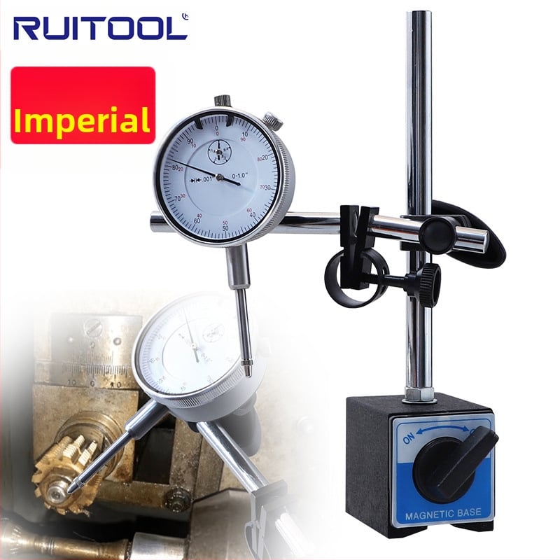 Στήριγμα Δείκτη Διαμέτρου με Μαγνητική Βάση, Λεπτή Ρύθμιση, Διαδρομή 0–1 ίντσες, Αντι-Κρούση, Μηχανικό