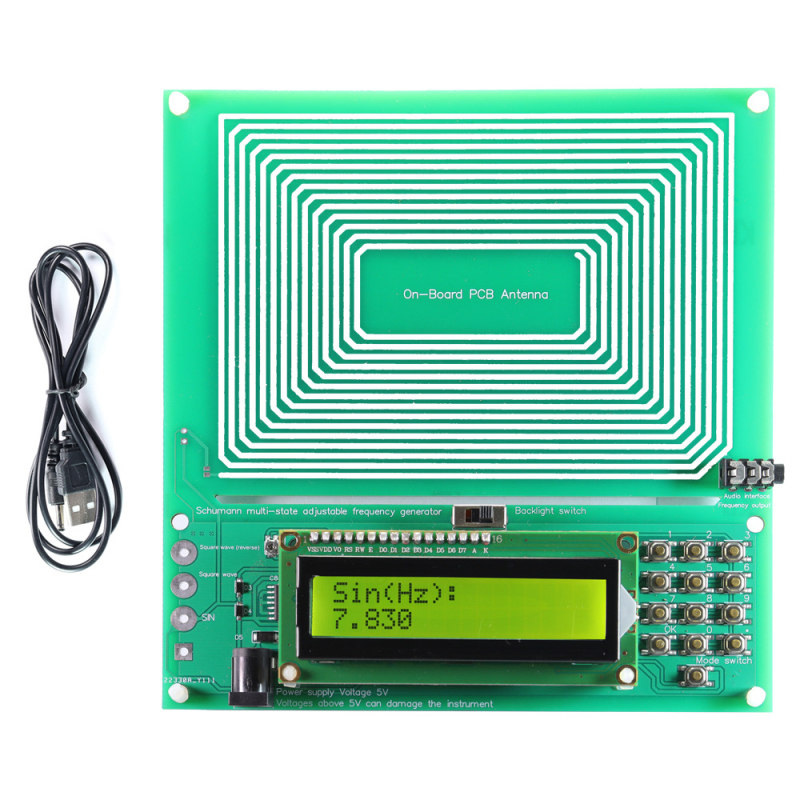 Schumann bangų generatorius su gryna sinusoidės signalu, dažnio moduliacija, dažnių diapazonas 0.01 Hz–300000 Hz