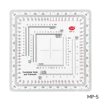 CYA MP-5 kvadratinė karinė kartografinė liniuotė, plastikinė, centimetro