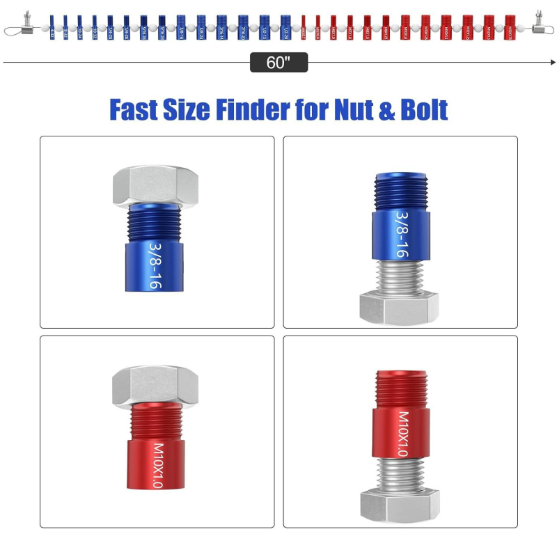 Комплект измервателни калибри за винтове и гайки, 44 части, проверка на резбата на болтове, метрично и империално измерване