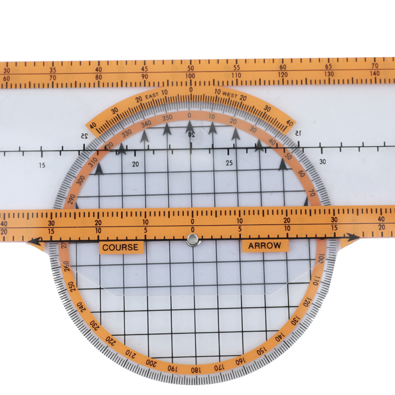 Plastično letno pravilo za obuku u civilnom zrakoplovstvu, s okretnom pločom za mjerenje smjera; pilotsko pravilo za vojno pilota