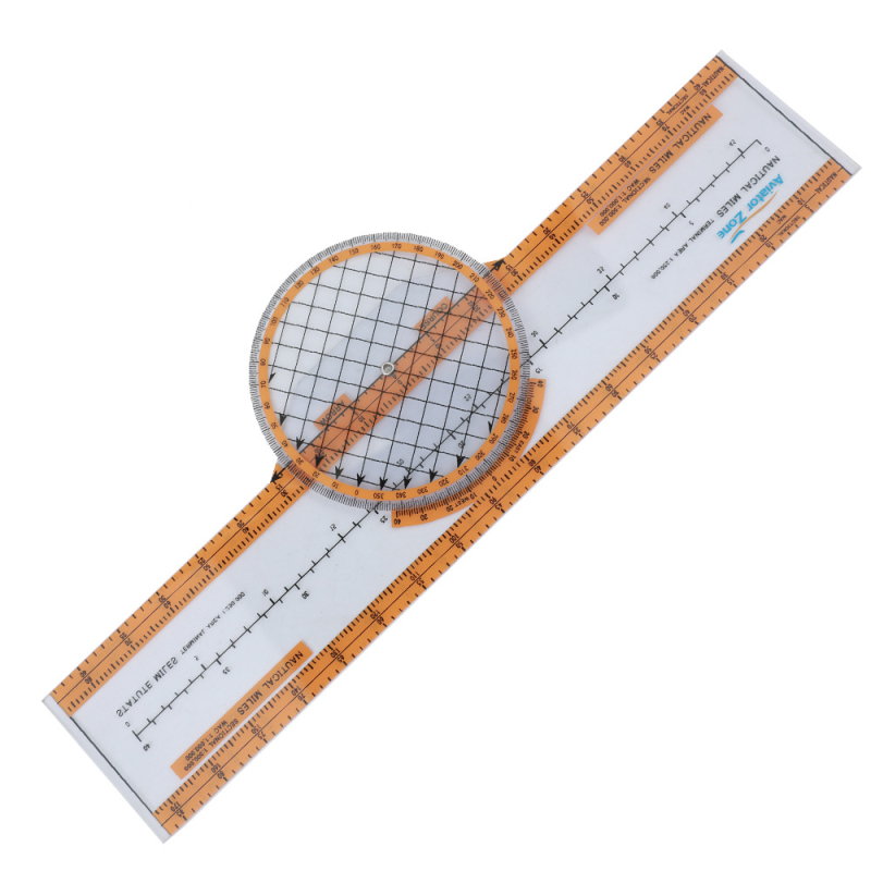 Plastično letno pravilo za obuku u civilnom zrakoplovstvu, s okretnom pločom za mjerenje smjera; pilotsko pravilo za vojno pilota