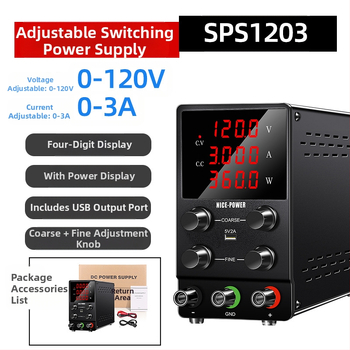 SPS1203 Ισχυρή DC Ρυθμιζόμενη Τροφοδοσία, 120 V, 3 A, 360 W, για Ηλεκτροχρωμία και Ηλεκτρολύσεις, Με Ρυθμιζόμενη Υψηλή Τάση