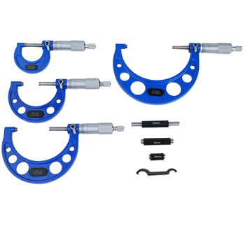 HUOTO Външен механичен микрометър комплект, 4 части, за измерване на външен диаметър