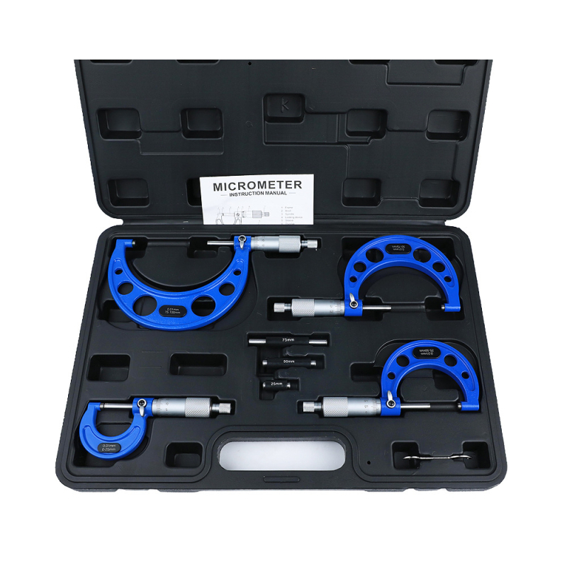 HUOTO Външен механичен микрометър комплект, 4 части, за измерване на външен диаметър
