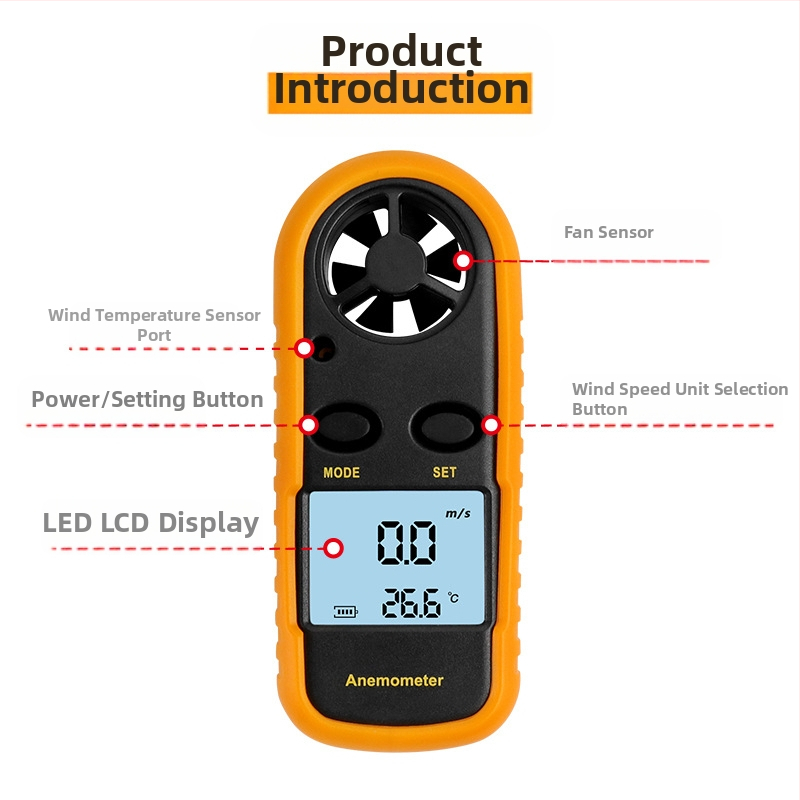 Kabatas digitālais anemometrs – pārnēsājamais vēja ātruma mērītājs 0-30 m/s