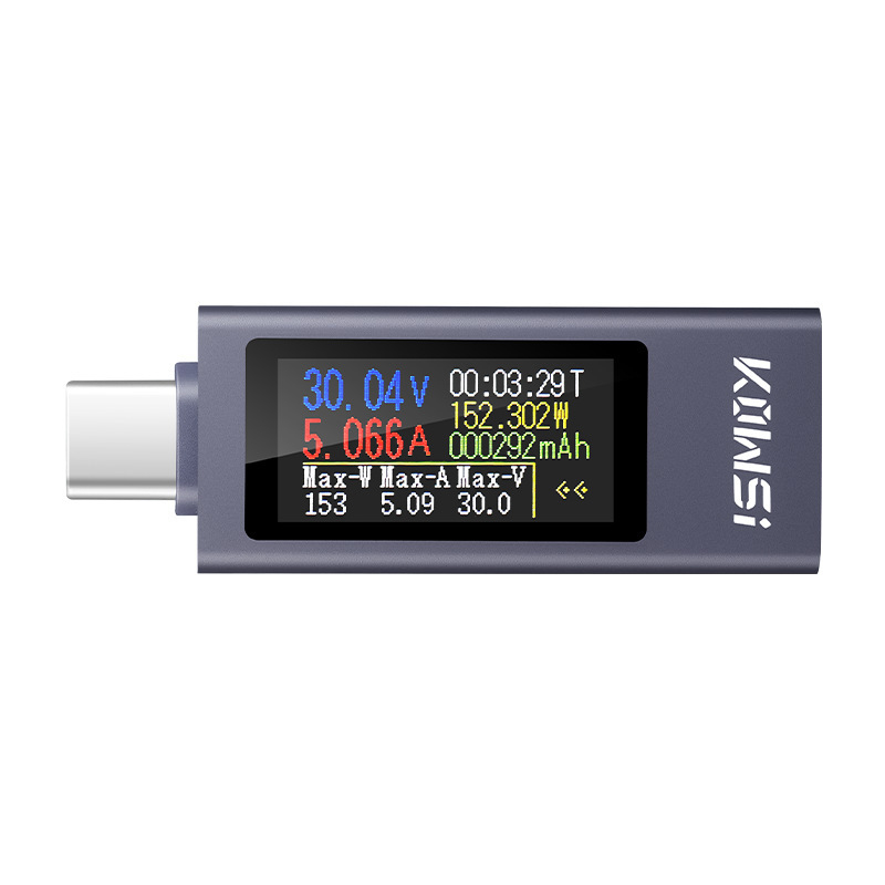 Keweisi Type-C ανιχνευτής φόρτισης για κινητά, PD έως 12A υψηλού ρεύματος, DC βολτόμετρο και μετρητής ισχύος