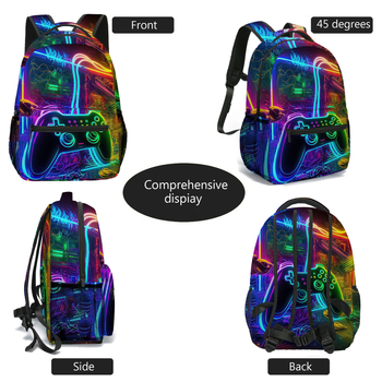 Unisex mokyklinė kuprinė su dinozaurų gyvūnų raštu, poliesterio medžiaga, išlenkti peties dirželiai, skirta 1–2 klasei, 2024 metų pavasario leidimas