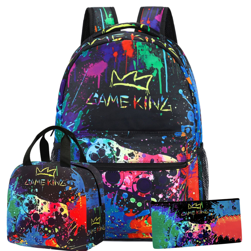 Unisex mokyklinė kuprinė su dinozaurų gyvūnų raštu, poliesterio medžiaga, išlenkti peties dirželiai, skirta 1–2 klasei, 2024 metų pavasario leidimas